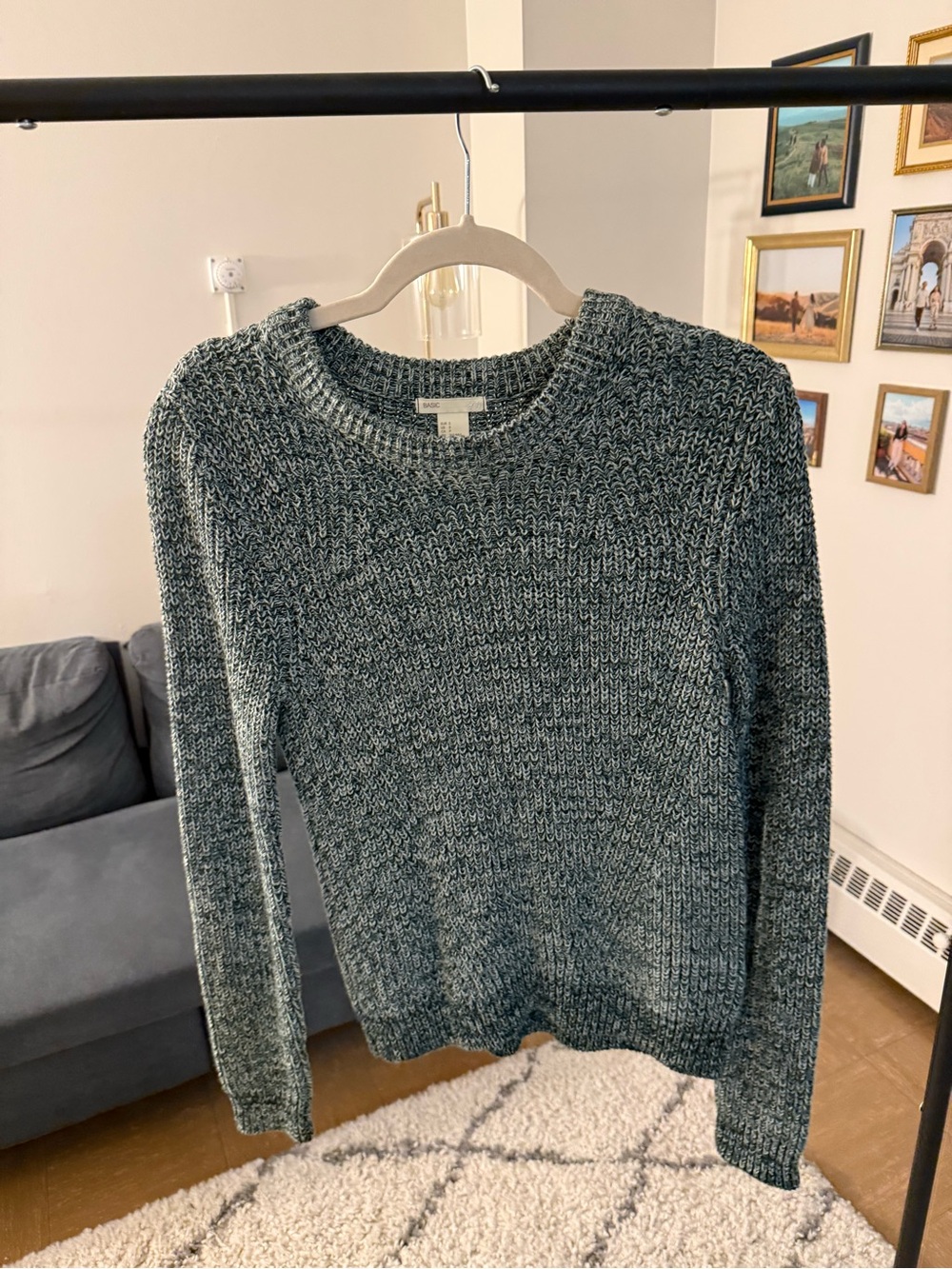 Basic Editions Heathered Teal Crewneck Sweater